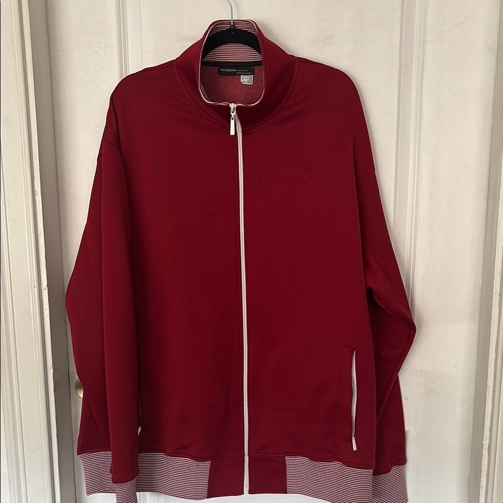 🦸♂️Big & Tall Rocawear Red Striped Men’s track jacket 3X-LIKE NEW!